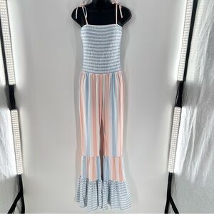 Striped Pink and Blue Jumpsuit